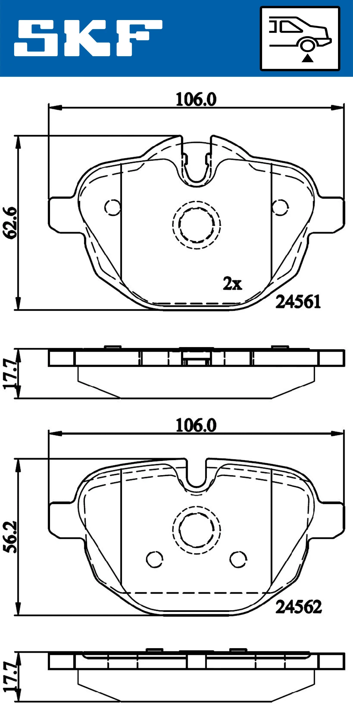 Diskinių stabdžių trinkelių rinkinys SKF VKBP 90075