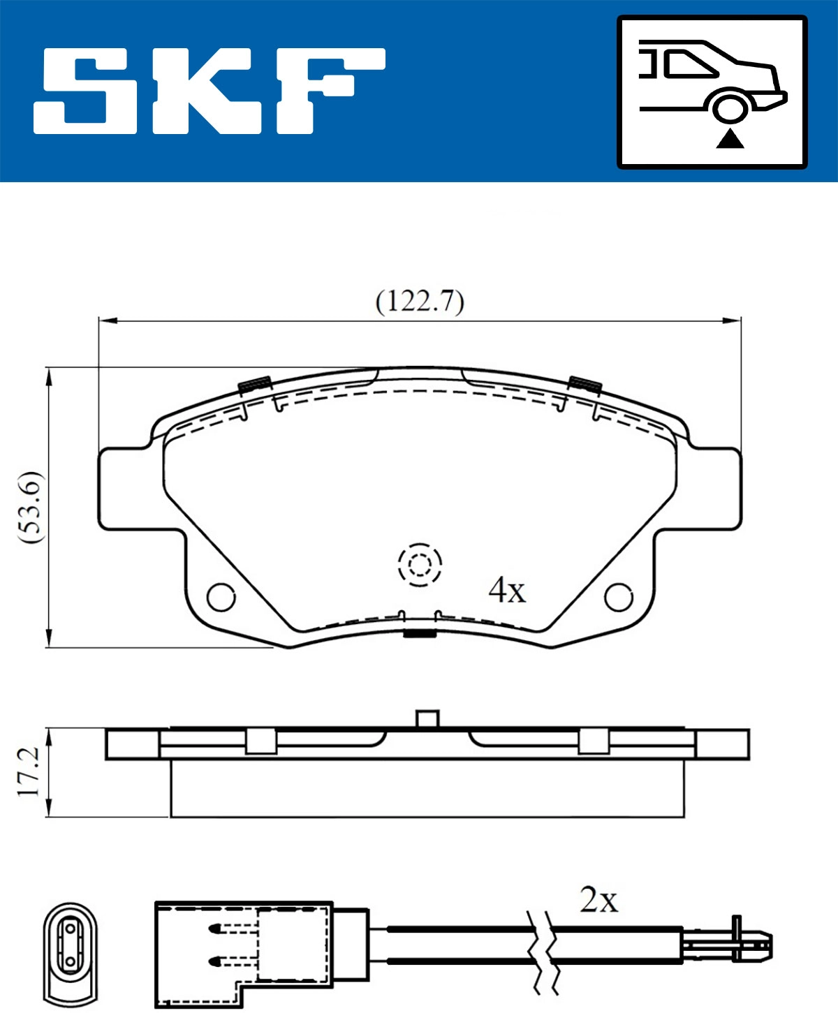 Diskinių stabdžių trinkelių rinkinys SKF VKBP 90077 E