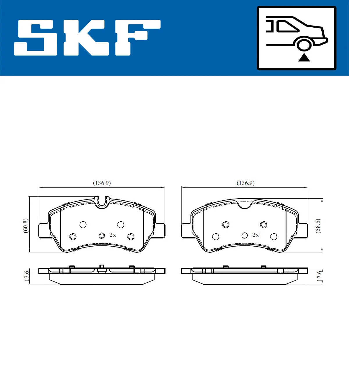 Diskinių stabdžių trinkelių rinkinys SKF VKBP 90102