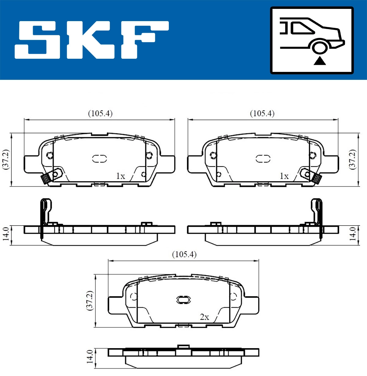Diskinių stabdžių trinkelių rinkinys SKF VKBP 90107 A