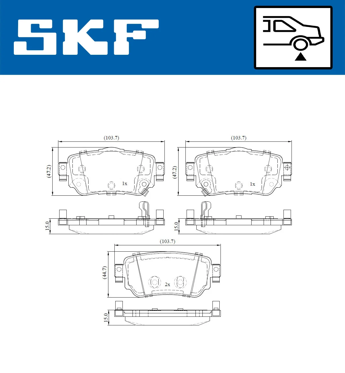 Diskinių stabdžių trinkelių rinkinys SKF VKBP 90109 A