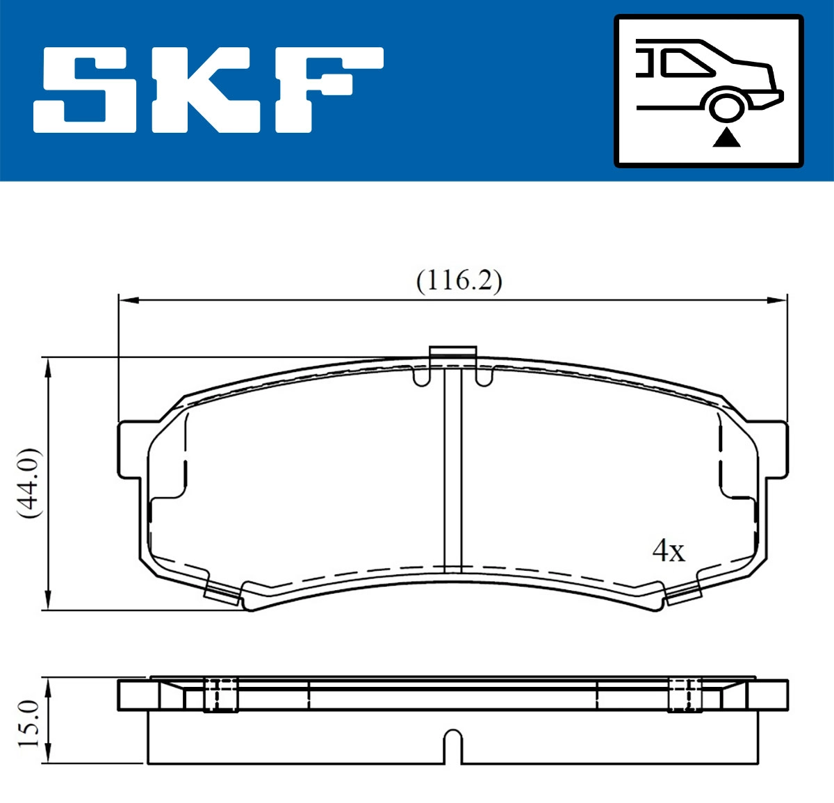 Diskinių stabdžių trinkelių rinkinys SKF VKBP 90136