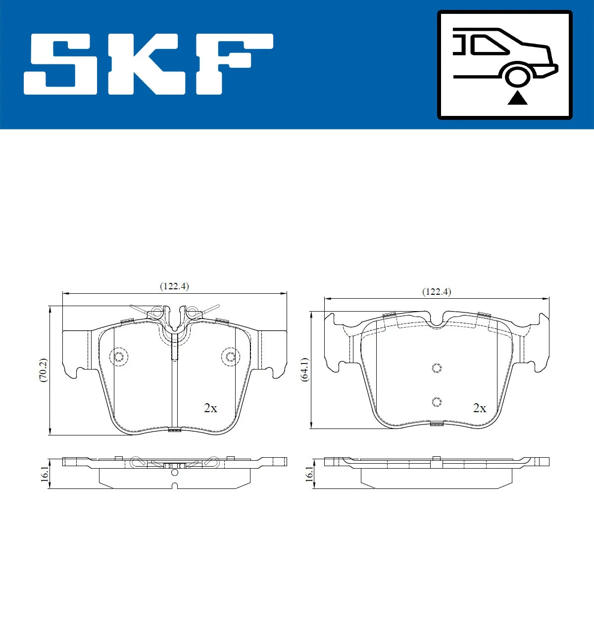 Diskinių stabdžių trinkelių rinkinys SKF VKBP 90143