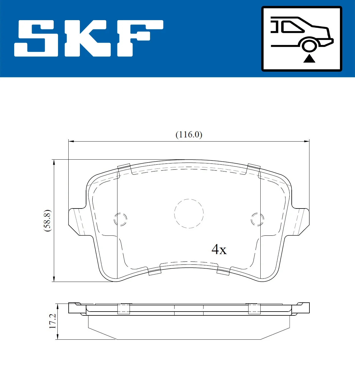 Diskinių stabdžių trinkelių rinkinys SKF VKBP 90150