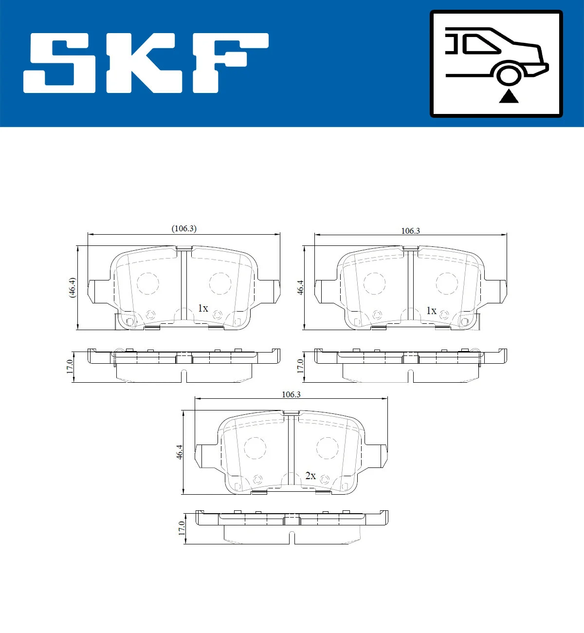Diskinių stabdžių trinkelių rinkinys SKF VKBP 90156 A