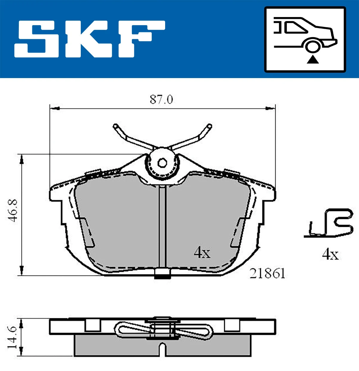 Diskinių stabdžių trinkelių rinkinys SKF VKBP 90160 A