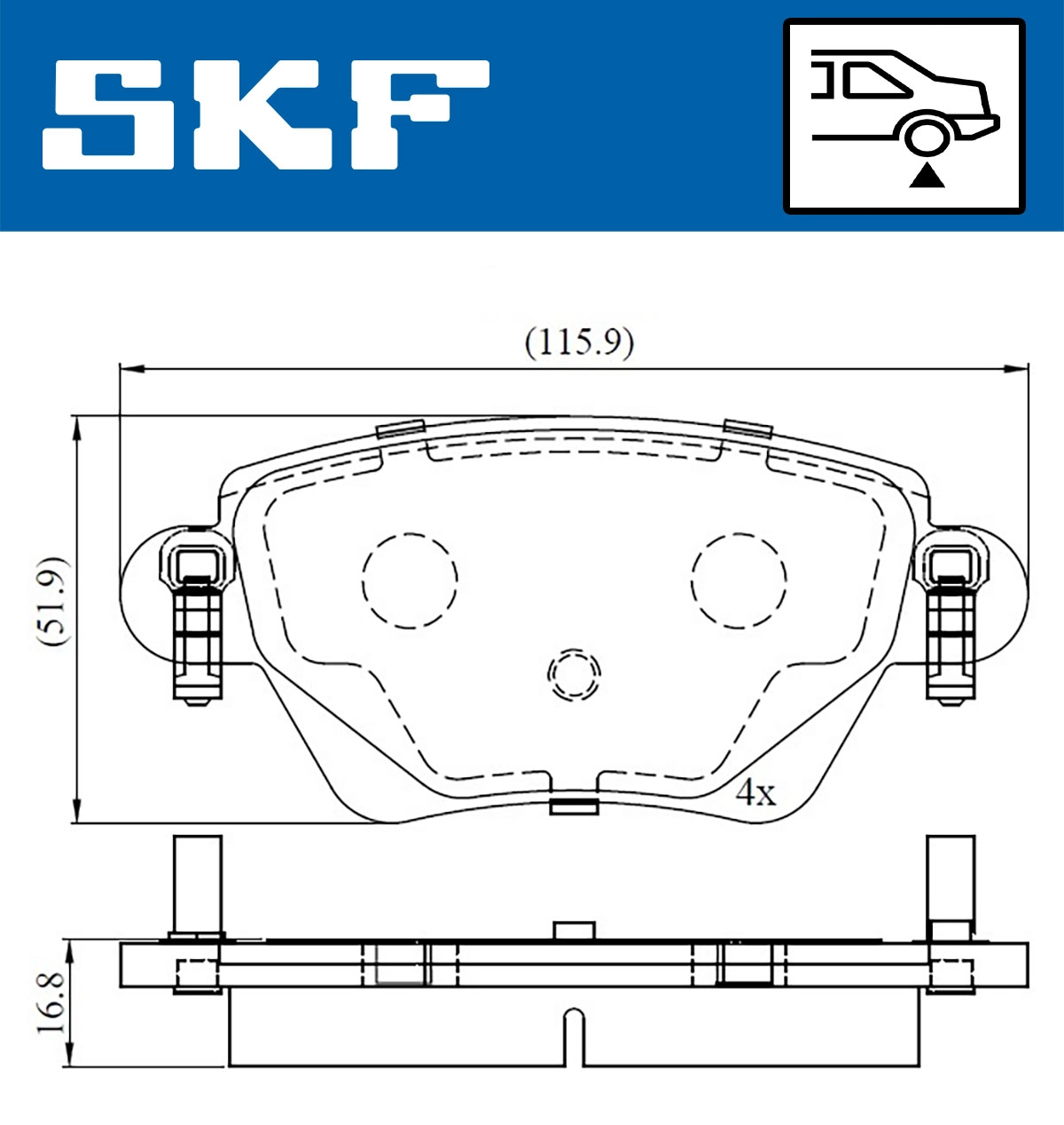 Diskinių stabdžių trinkelių rinkinys SKF VKBP 90170