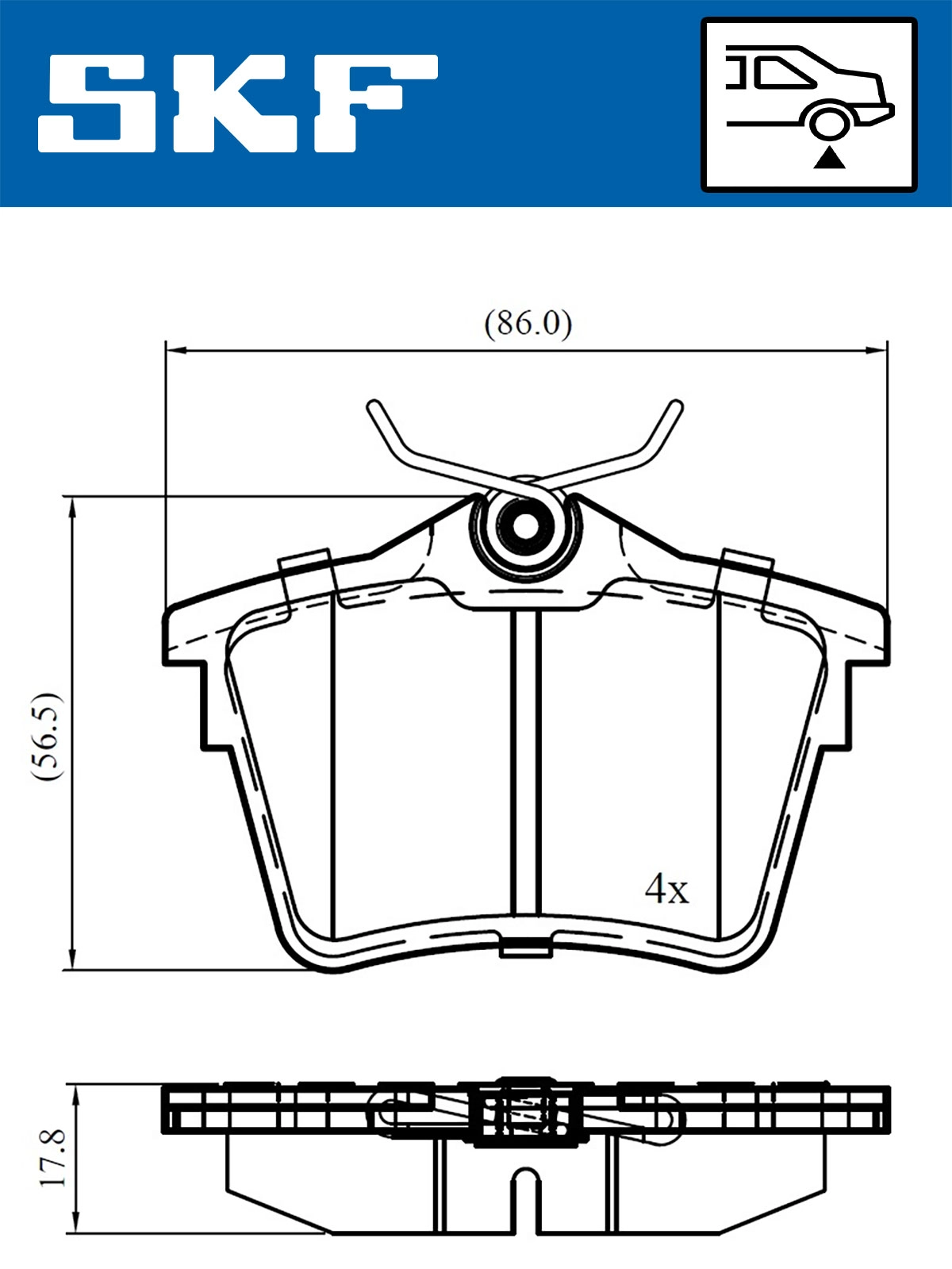 Diskinių stabdžių trinkelių rinkinys SKF VKBP 90186