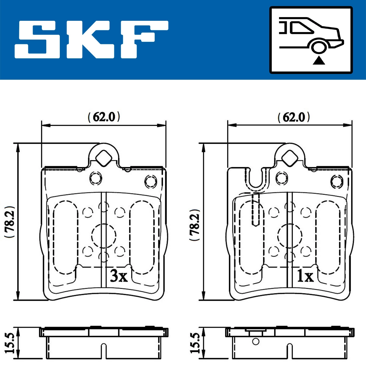 Diskinių stabdžių trinkelių rinkinys SKF VKBP 90199