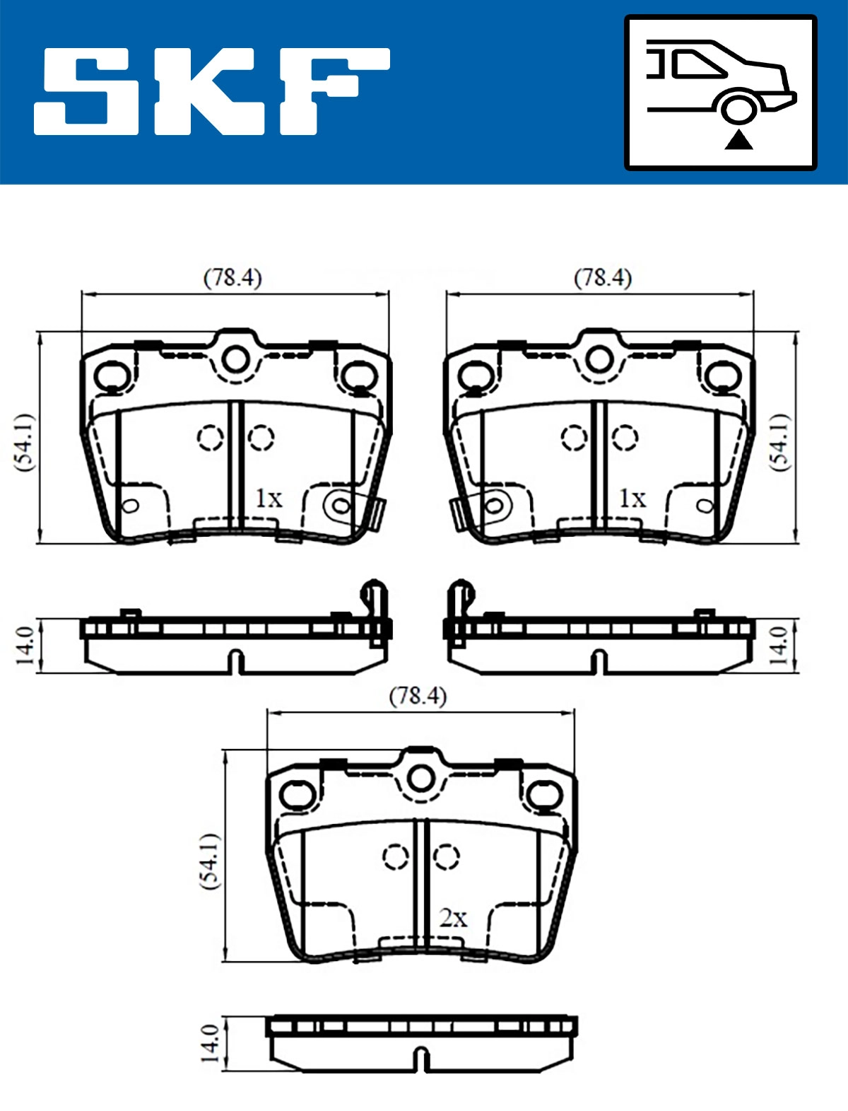 Diskinių stabdžių trinkelių rinkinys SKF VKBP 90288 A