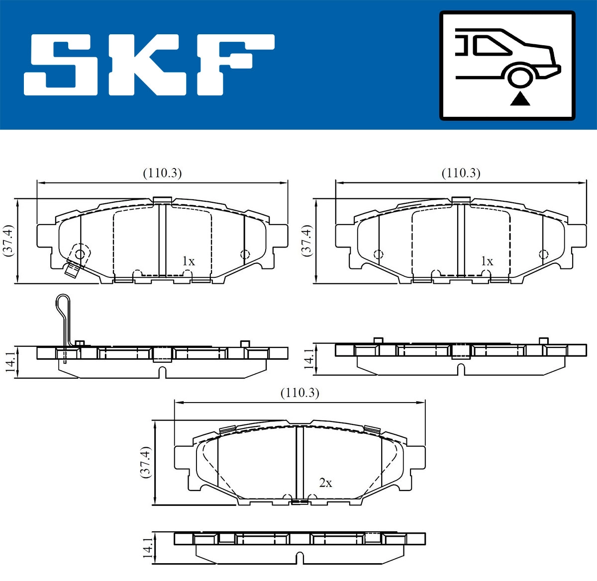 Diskinių stabdžių trinkelių rinkinys SKF VKBP 90357 A