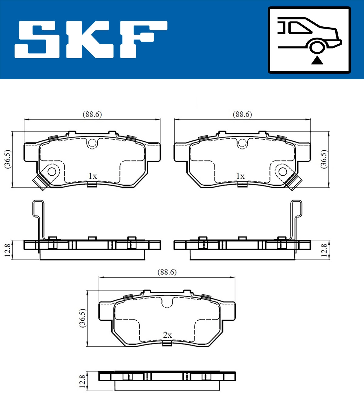Diskinių stabdžių trinkelių rinkinys SKF VKBP 90381 A
