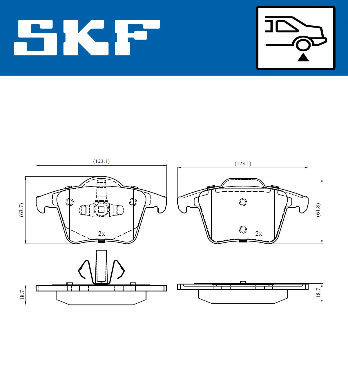 Diskinių stabdžių trinkelių rinkinys SKF VKBP 90392