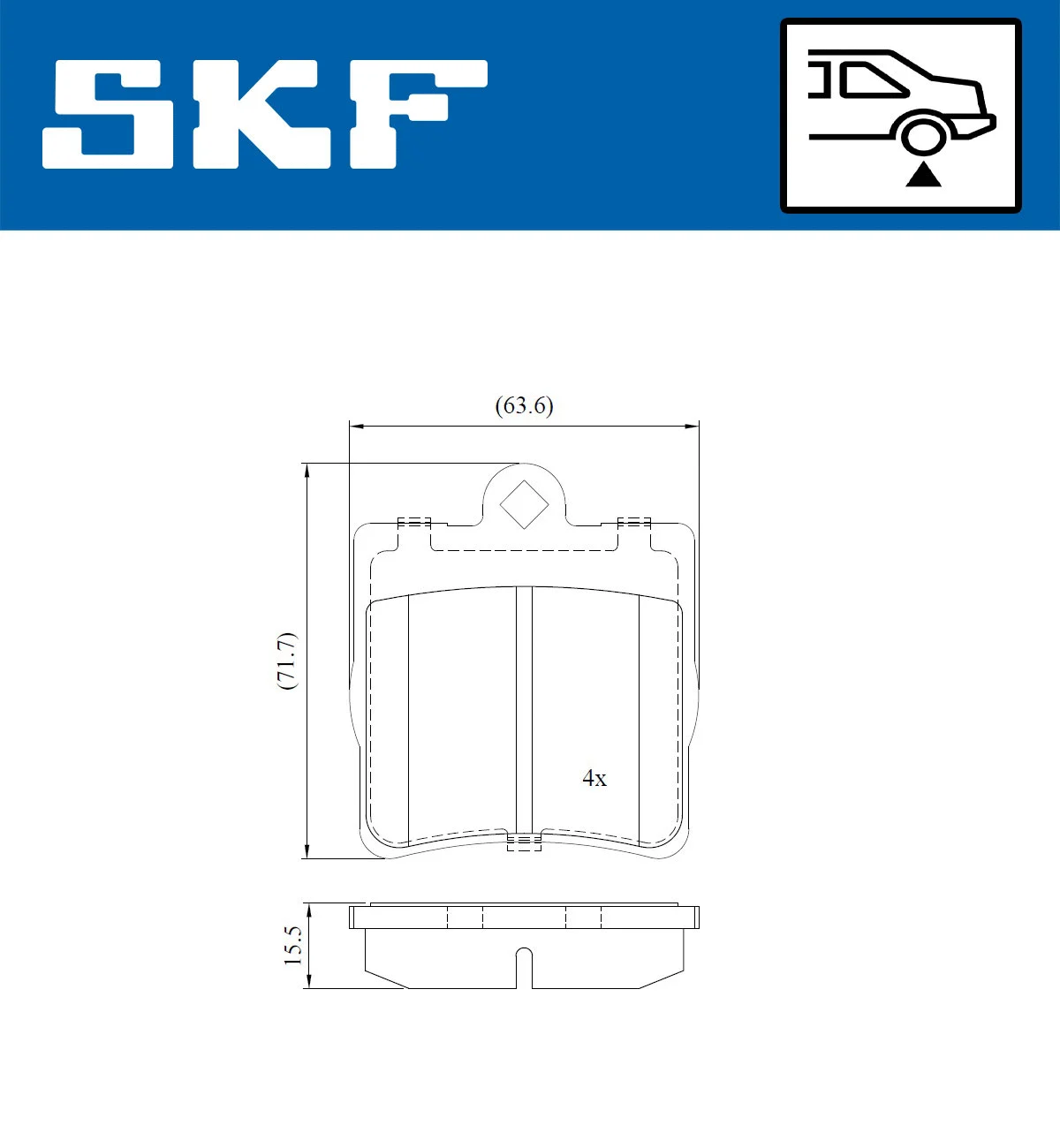 Diskinių stabdžių trinkelių rinkinys SKF VKBP 90434