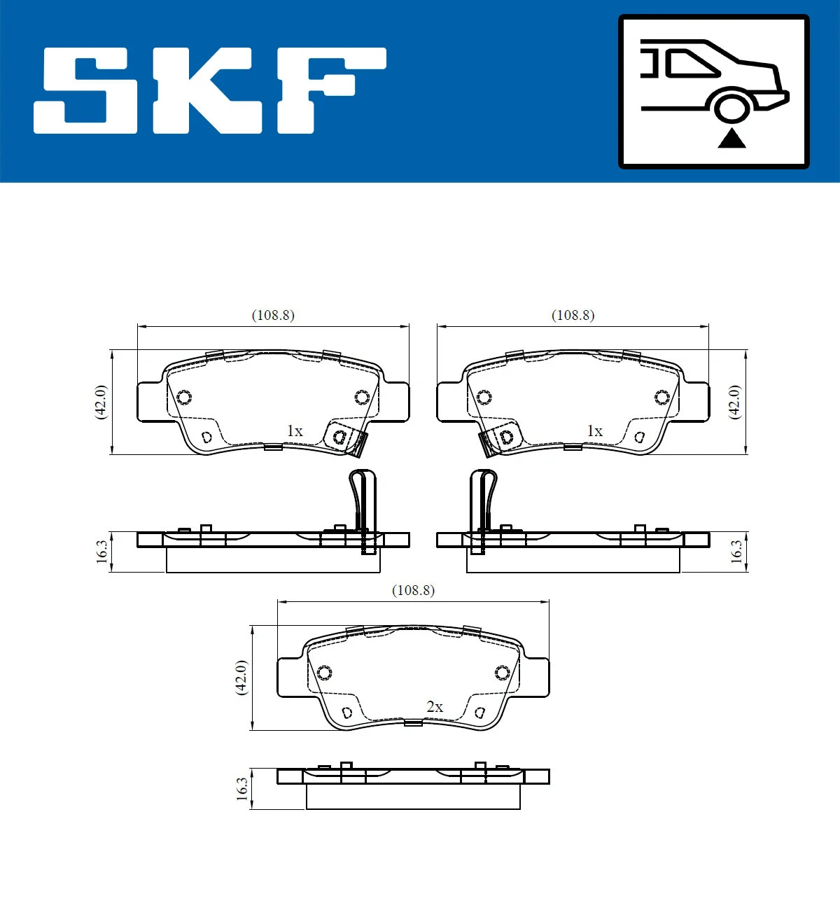 Diskinių stabdžių trinkelių rinkinys SKF VKBP 90439 A