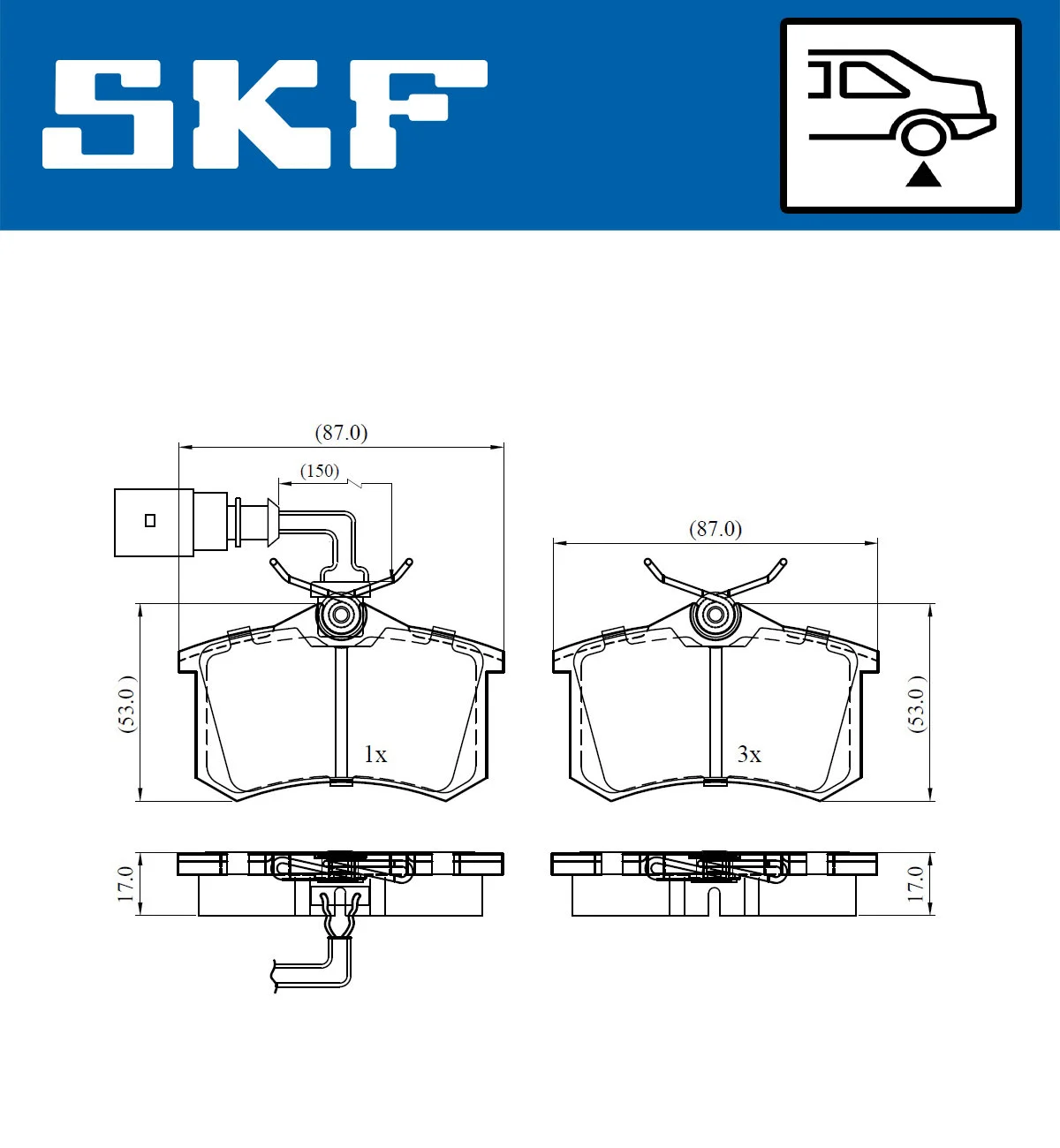 Diskinių stabdžių trinkelių rinkinys SKF VKBP 90452 E