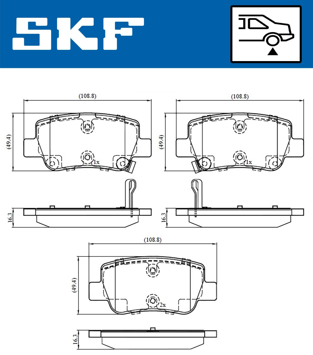 Diskinių stabdžių trinkelių rinkinys SKF VKBP 90458 A