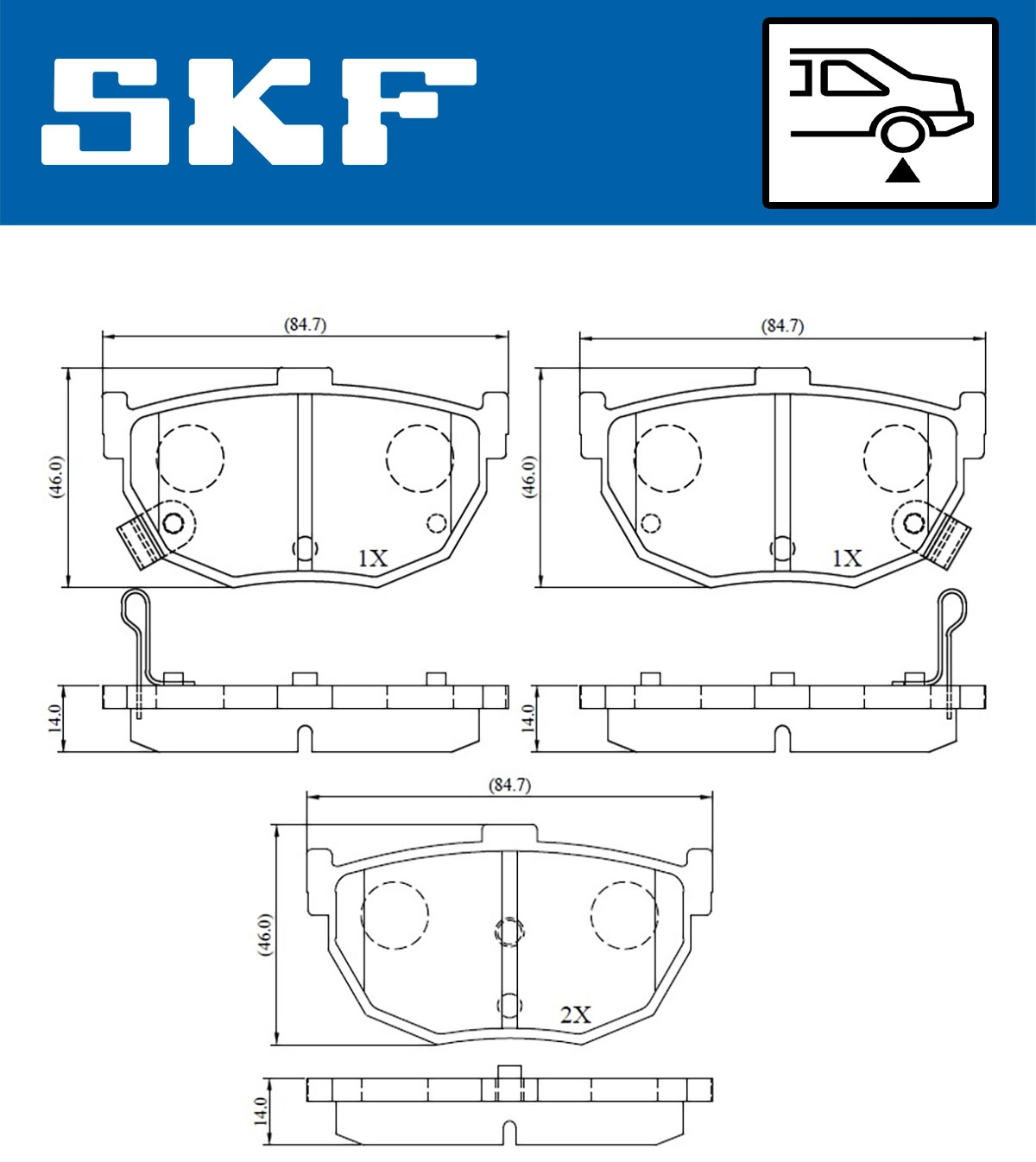Diskinių stabdžių trinkelių rinkinys SKF VKBP 90483 A