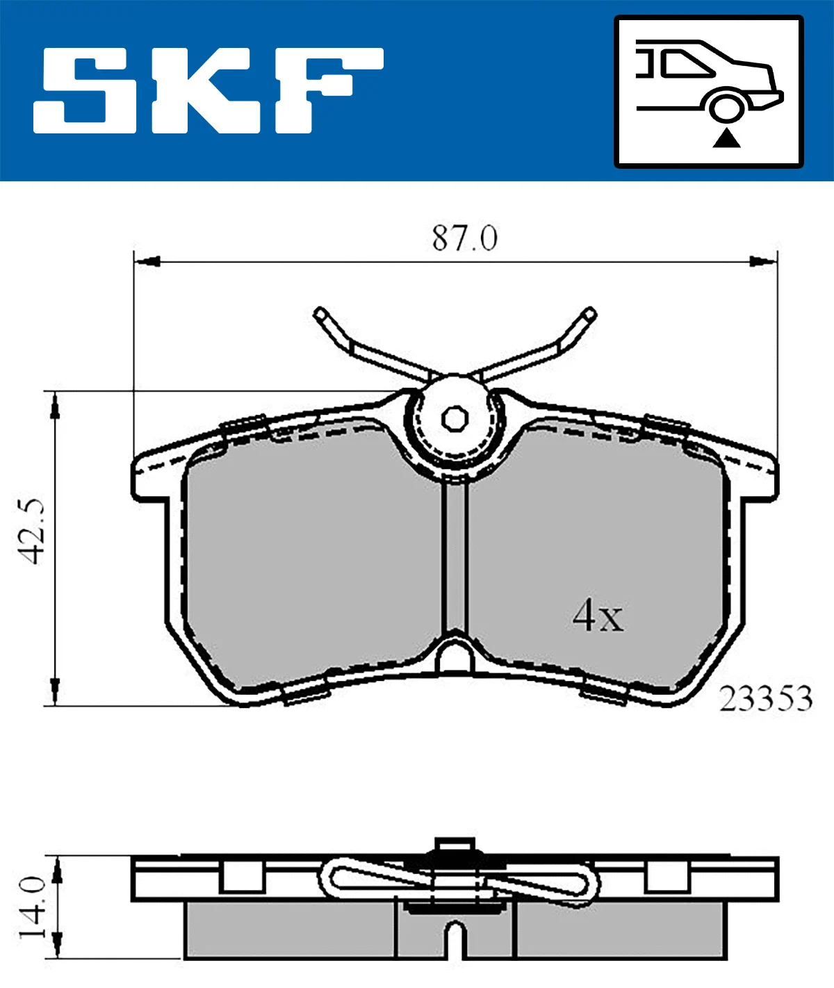 Diskinių stabdžių trinkelių rinkinys SKF VKBP 90484