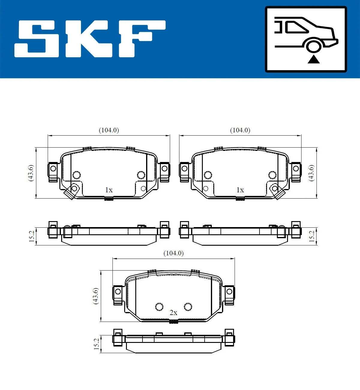 Diskinių stabdžių trinkelių rinkinys SKF VKBP 90499 A