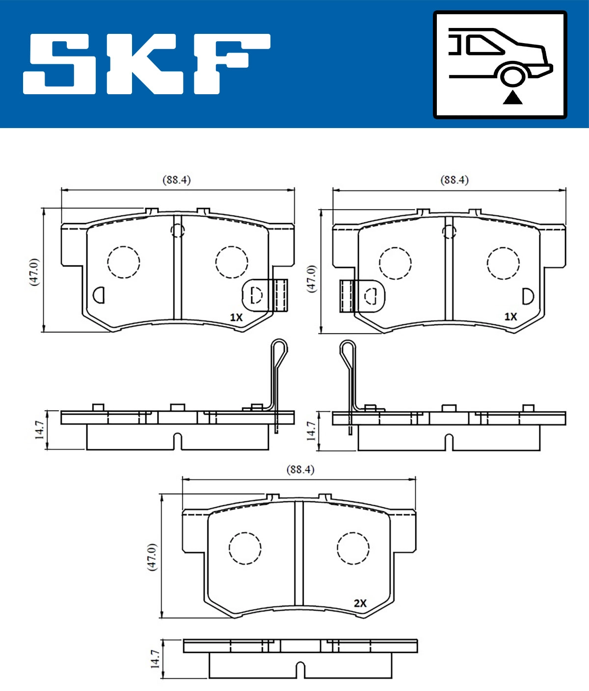 Diskinių stabdžių trinkelių rinkinys SKF VKBP 90505 A