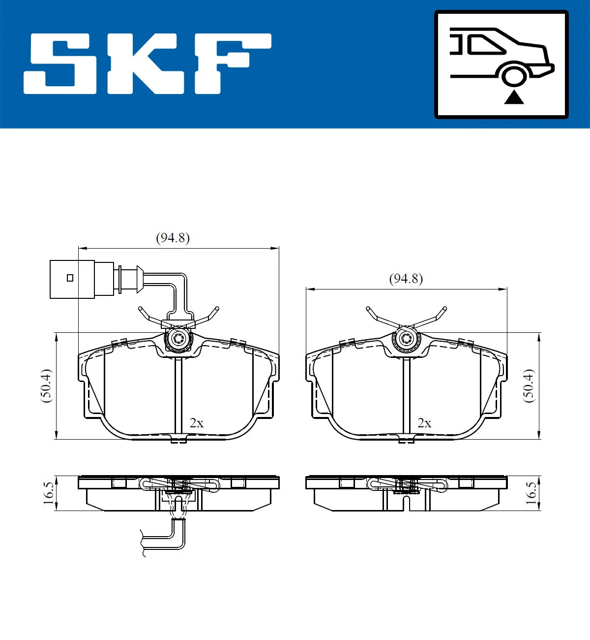 Diskinių stabdžių trinkelių rinkinys SKF VKBP 90527 E