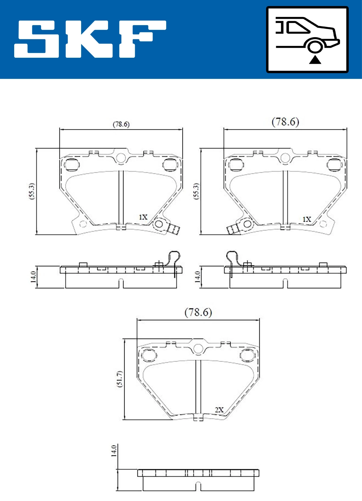 Diskinių stabdžių trinkelių rinkinys SKF VKBP 90559 A