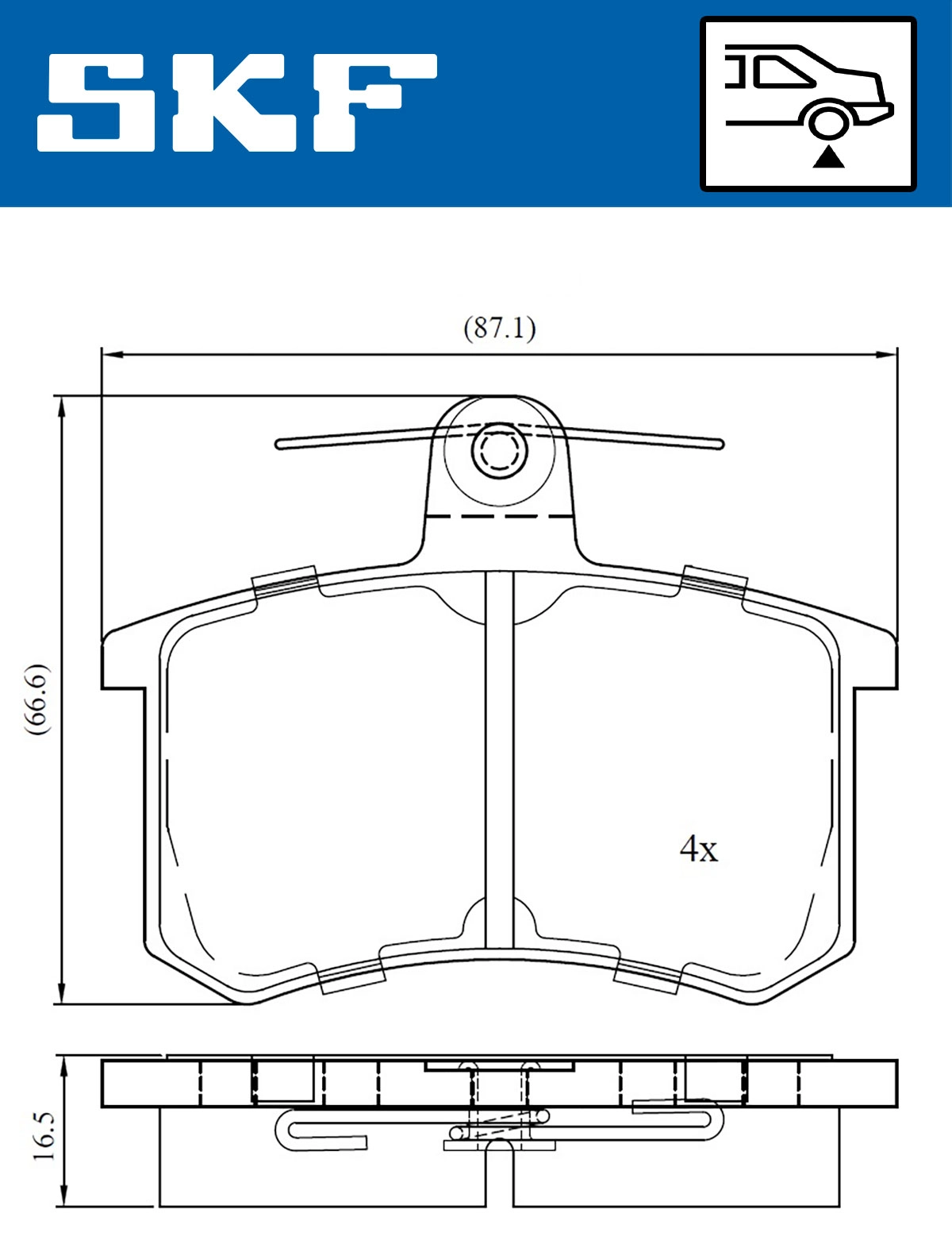 Diskinių stabdžių trinkelių rinkinys SKF VKBP 90606