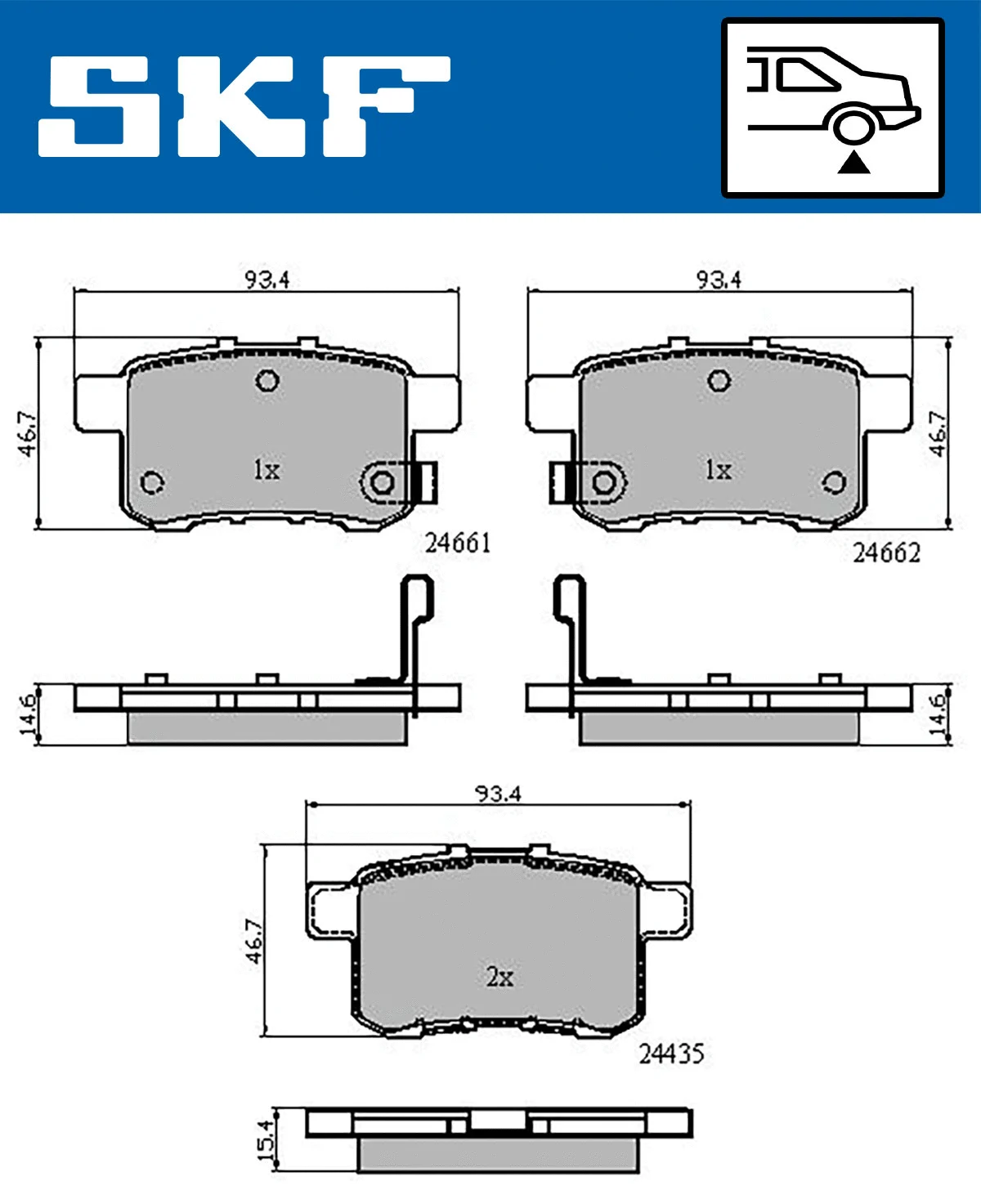 Diskinių stabdžių trinkelių rinkinys SKF VKBP 90613 A