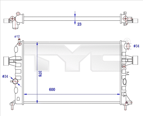 Variklio aušinimo radiatorius TYC 725-0038-R