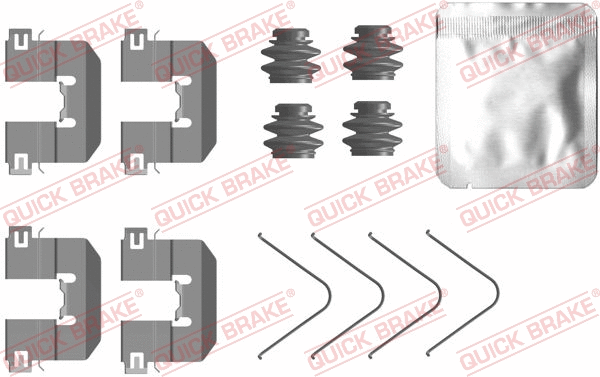 Diskinių stabdžių trinkelių priedų komplektas QUICK BRAKE 109-0104