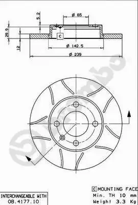 Stabdžių diskas BREMBO 08.4177.75
