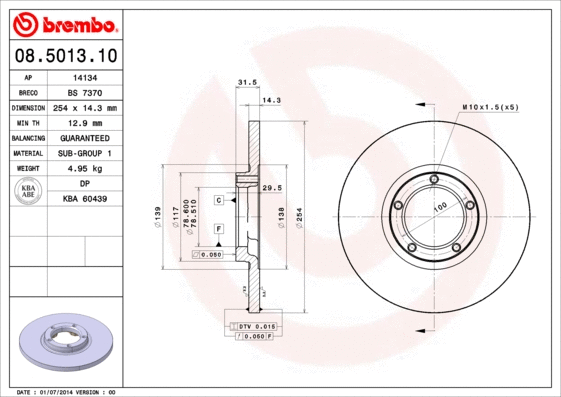 Stabdžių diskas BREMBO 08.5013.10