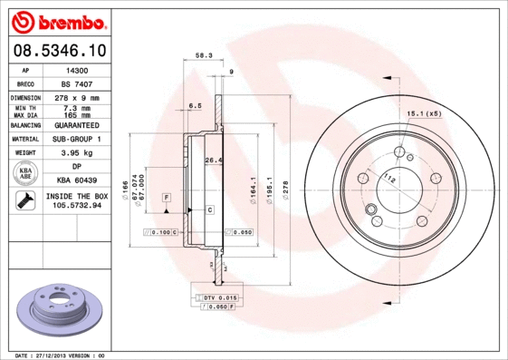 Stabdžių diskas BREMBO 08.5346.10