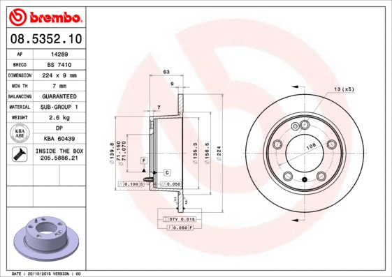 Stabdžių diskas BREMBO 08.5352.10