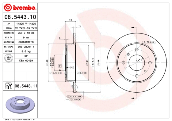 Stabdžių diskas BREMBO 08.5443.11