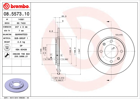 Stabdžių diskas BREMBO 08.5573.10