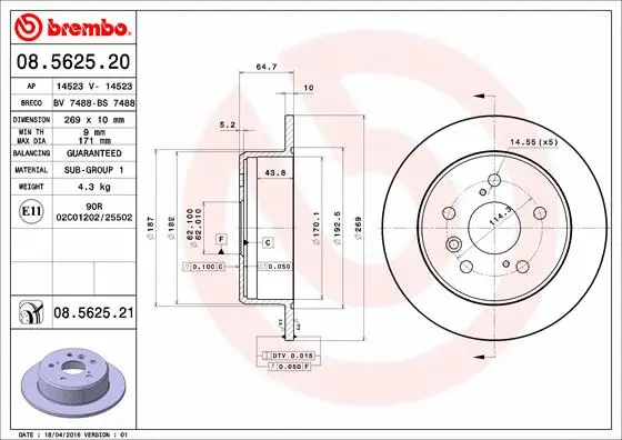 Stabdžių diskas BREMBO 08.5625.21