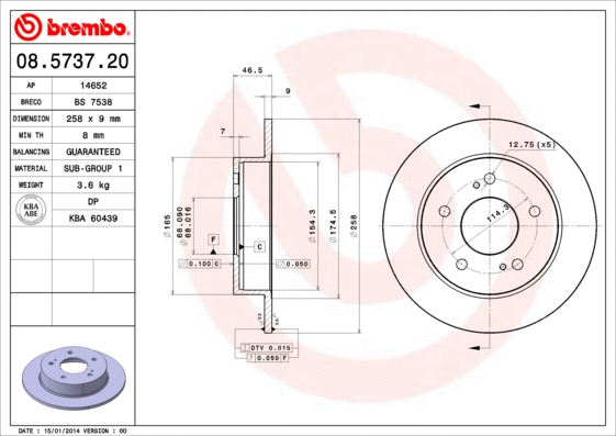 Stabdžių diskas BREMBO 08.5737.20