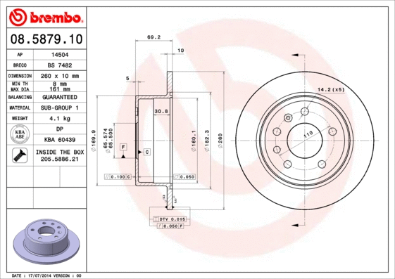 Stabdžių diskas BREMBO 08.5879.10