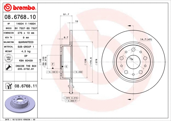 Stabdžių diskas BREMBO 08.6768.11