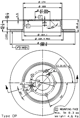 Stabdžių diskas BREMBO 08.7211.76