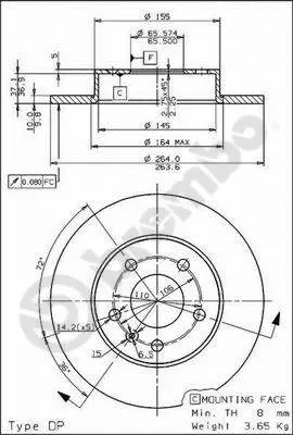 Stabdžių diskas BREMBO 08.7627.75