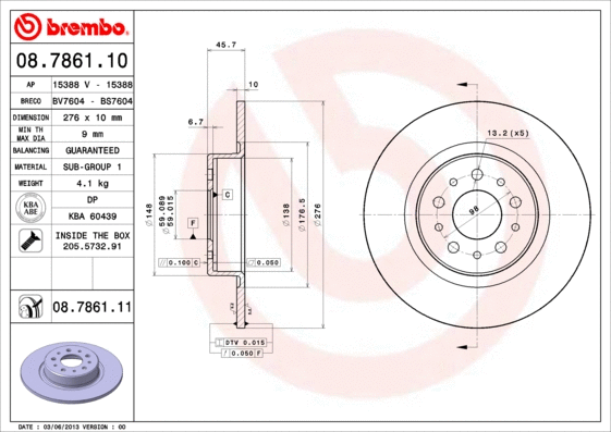 Stabdžių diskas BREMBO 08.7861.11