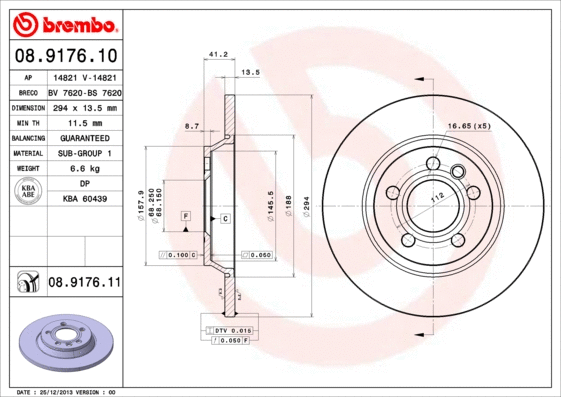 Stabdžių diskas BREMBO 08.9176.11