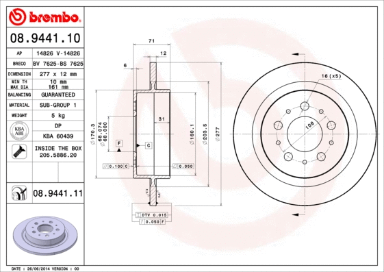 Stabdžių diskas BREMBO 08.9441.11