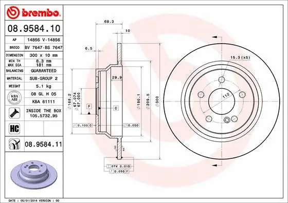 Stabdžių diskas BREMBO 08.9584.11