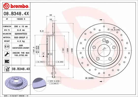 Stabdžių diskas BREMBO 08.B348.4X