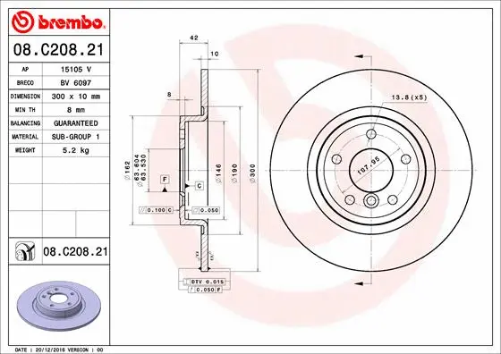Stabdžių diskas BREMBO 08.C208.21