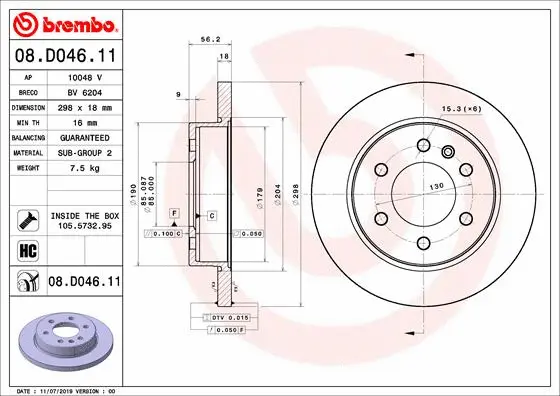 Stabdžių diskas BREMBO 08.D046.11